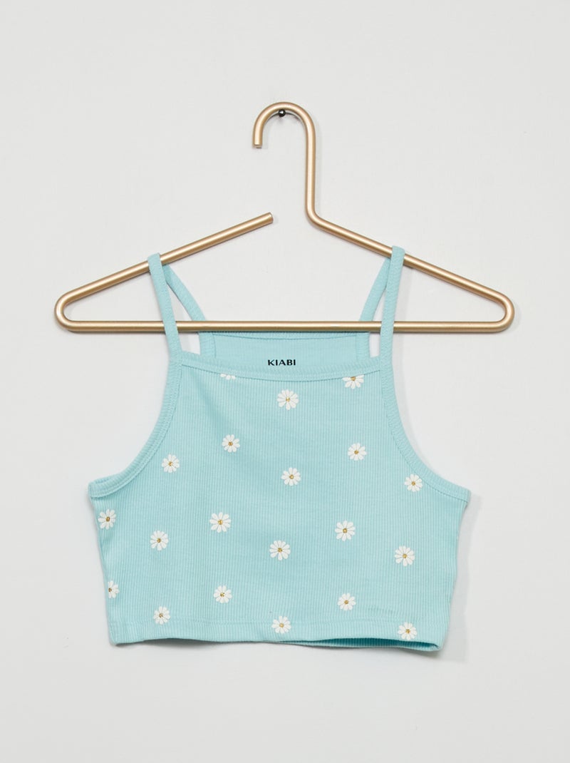 Top crop com estampado flores AZUL - Kiabi