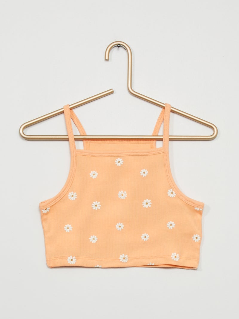 Top crop com estampado flores LARANJA - Kiabi