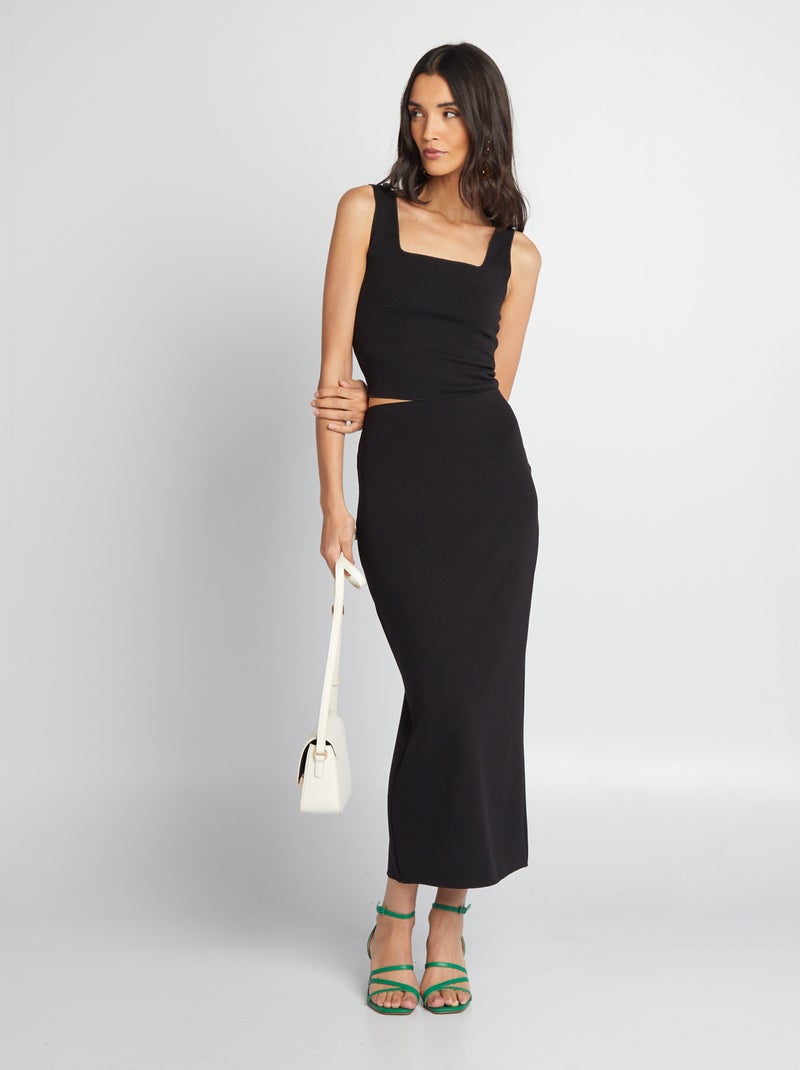 Top crop com gola quadrada Preto - Kiabi