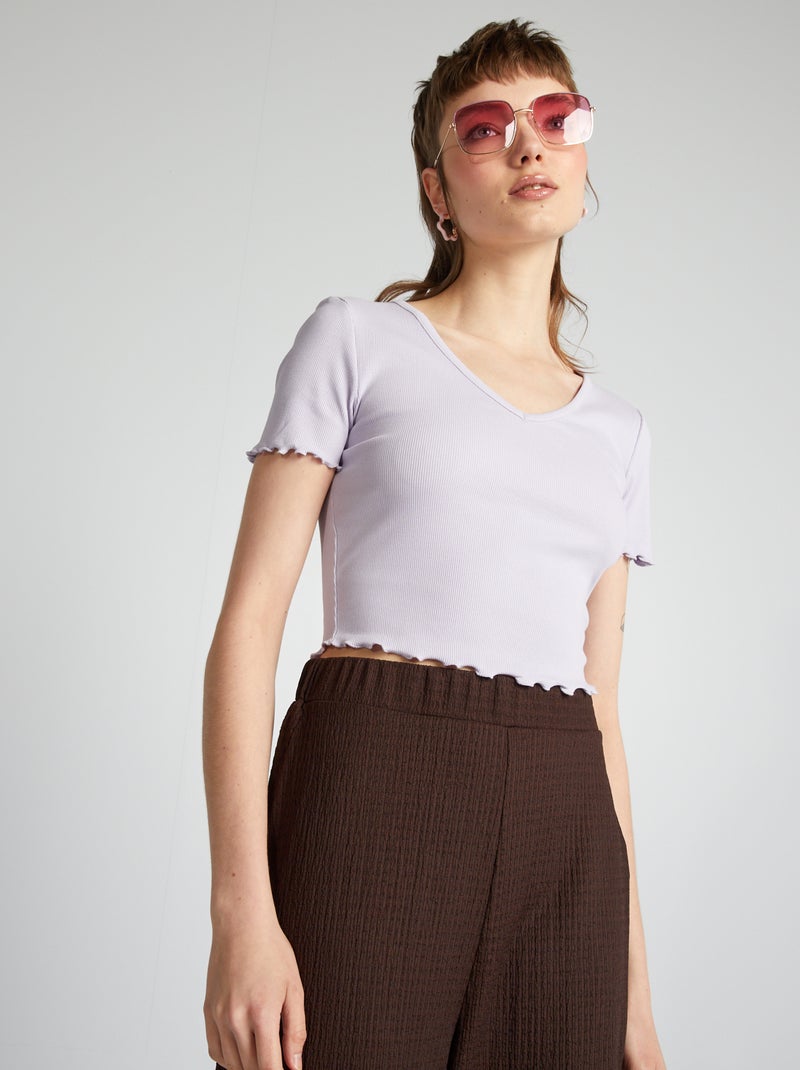 Top crop com rebordos ondulados ROSA - Kiabi