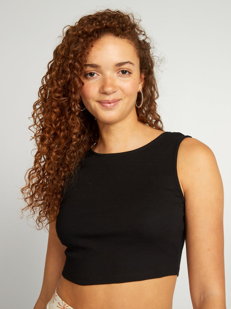 Top crop top com costas à mostra Preto - Kiabi