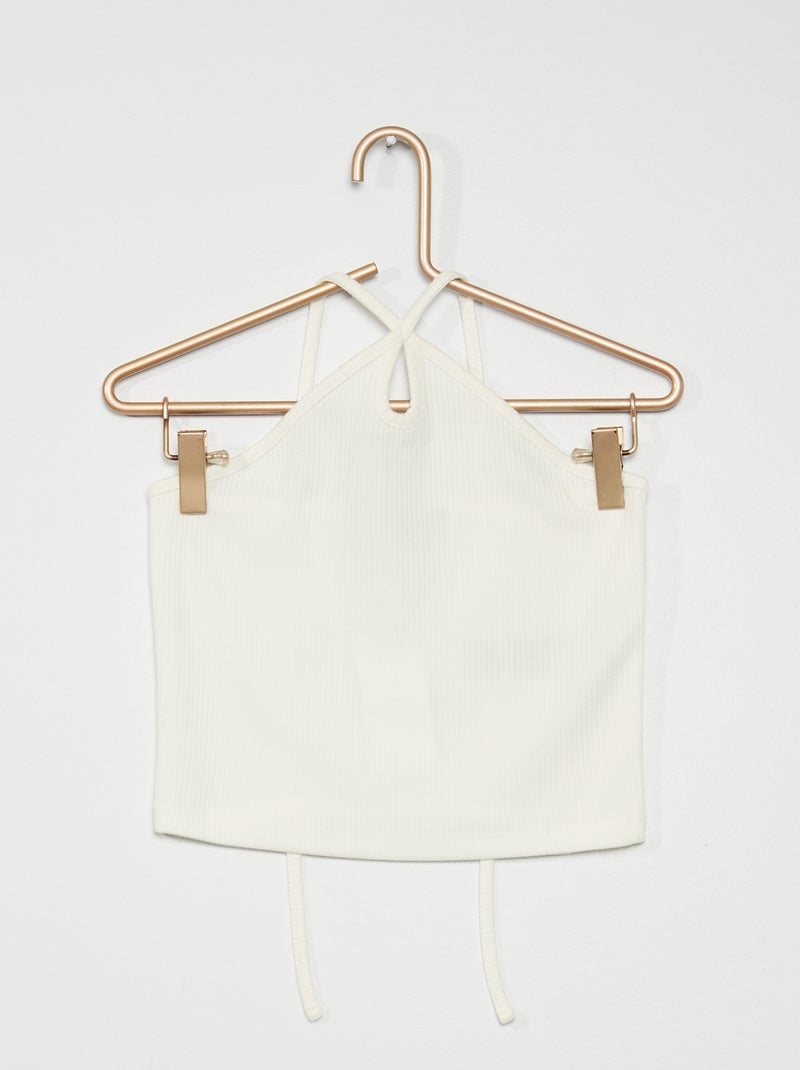 Top crop top liso Branco - Kiabi