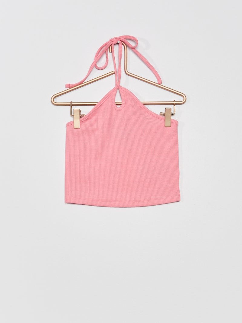 Top crop top liso ROSA - Kiabi