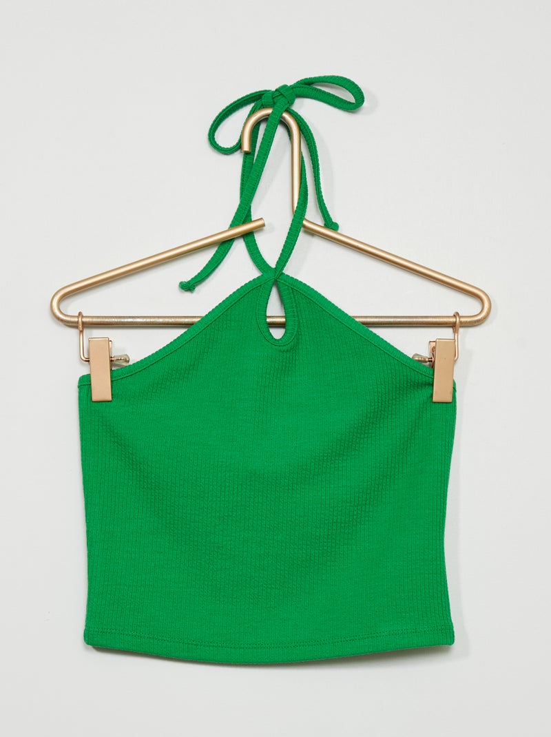 Top crop top liso VERDE - Kiabi