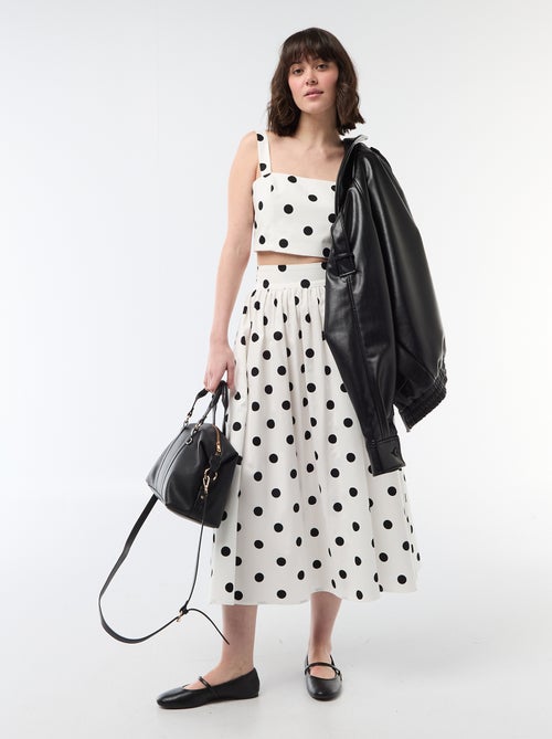 Top cropped com padrão de bolinhas - Kiabi