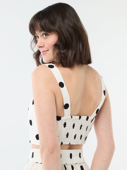 Top cropped com padrão de bolinhas - Kiabi