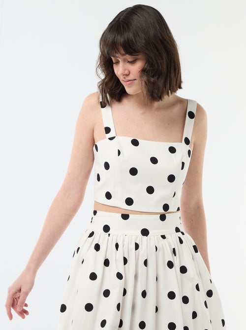 Top cropped com padrão de bolinhas - Kiabi