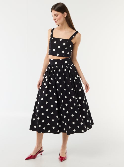 Top cropped com padrão de bolinhas - Kiabi