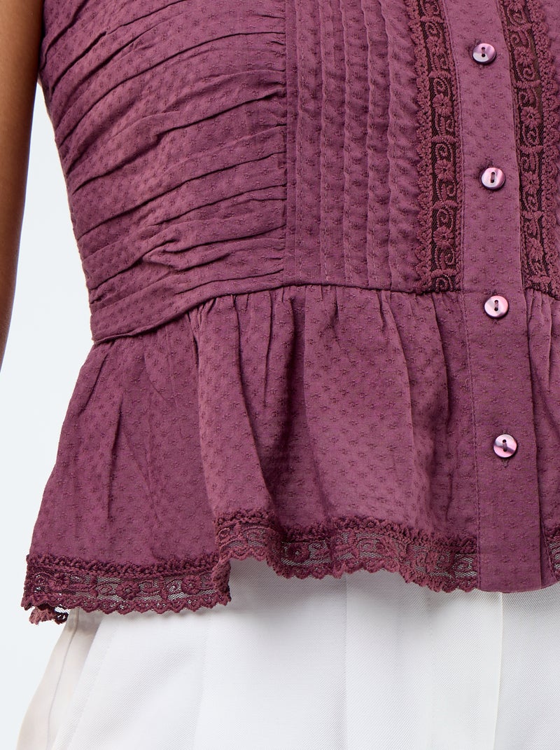 Top cropped de alcinhas finas Violeta - Kiabi