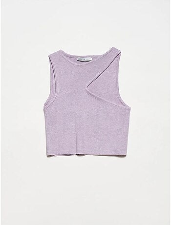 Top cropped de malha assimétrico sem costuras dilvin
