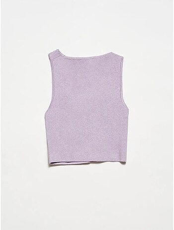 Top cropped de malha assimétrico sem costuras dilvin