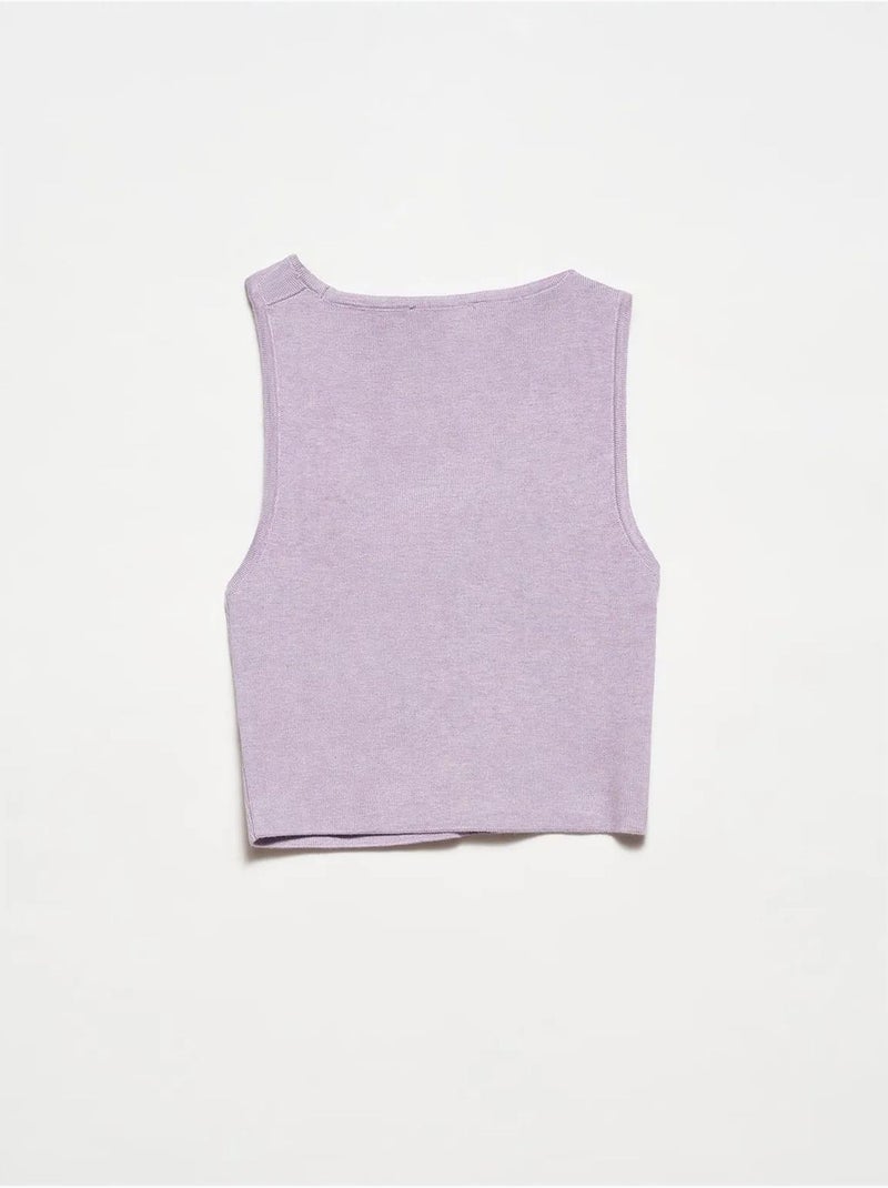 Top cropped de malha assimétrico sem costuras dilvin Lavanda - Kiabi