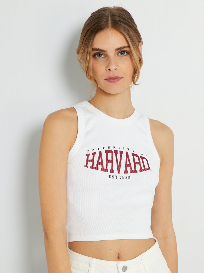 Top cropped e nervurado Branco - Kiabi