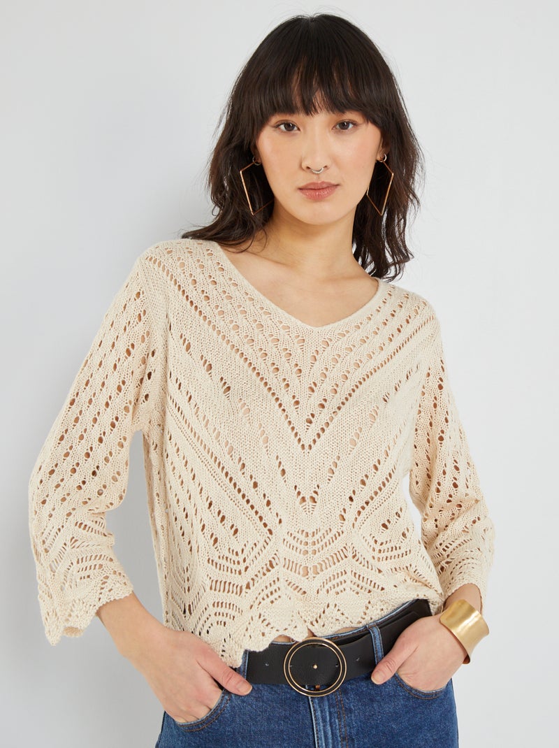 Top cropped em croché 'JDY' BEGE - Kiabi