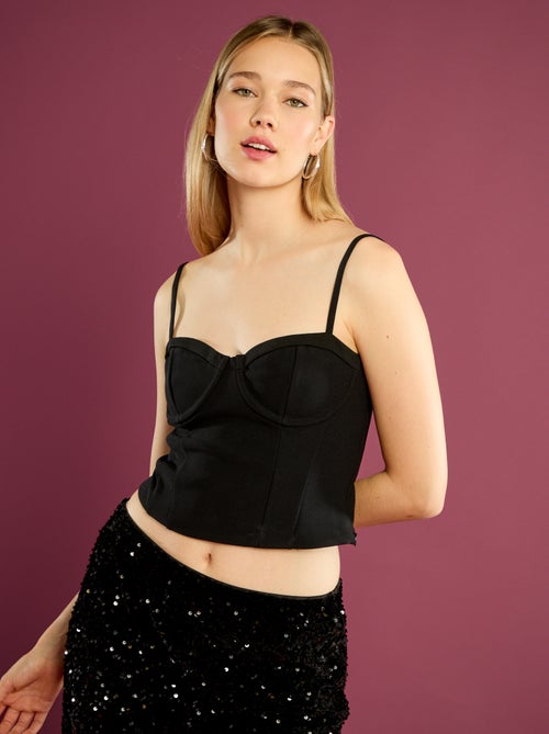 Top cropped estilo corset - Kiabi