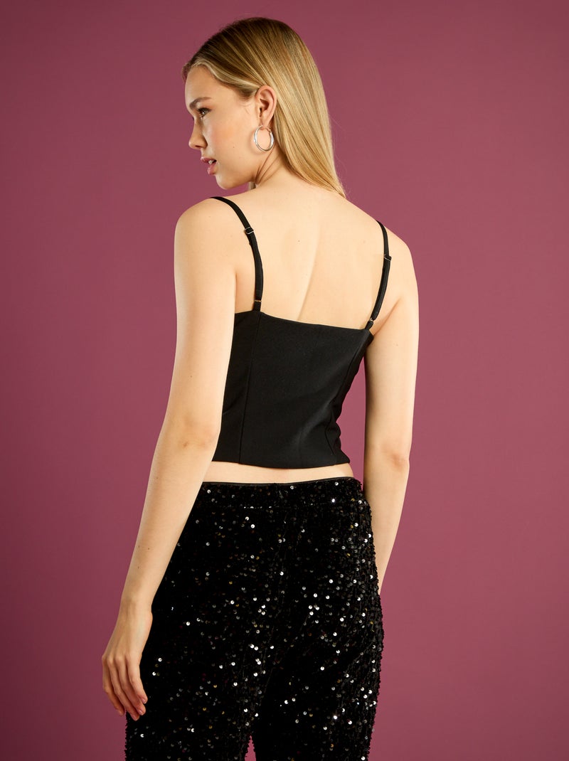 Top cropped estilo corset Preto - Kiabi