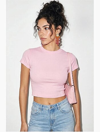 Top cropped feminino slim fit em algodão e lycra lucci