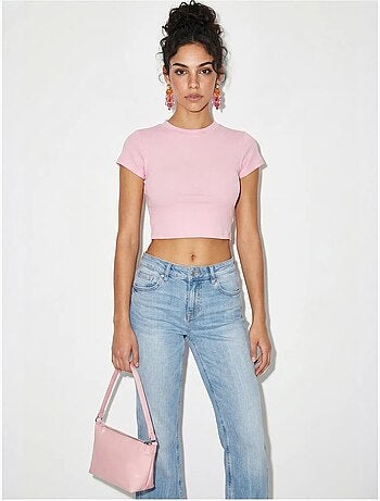 Top cropped feminino slim fit em algodão e lycra lucci