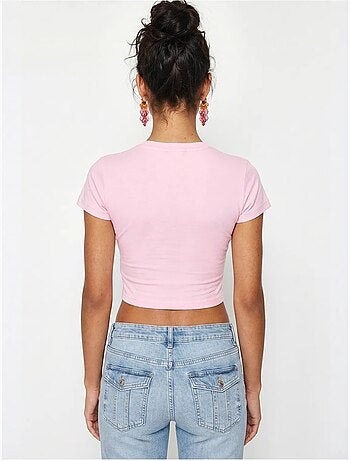 Top cropped feminino slim fit em algodão e lycra lucci