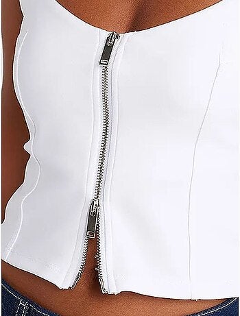 Top cropped sem mangas com decote quadrado dilvin