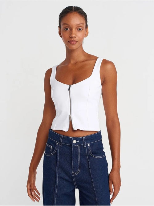 Top cropped sem mangas com decote quadrado dilvin - Kiabi Top cropped sem mangas com decote quadrado dilvin - Kiabi