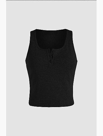 Top curto básico com botões e detalhes hiccup