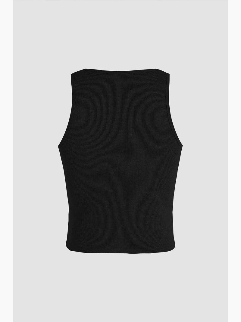 Top curto básico com botões e detalhes hiccup Preto - Kiabi