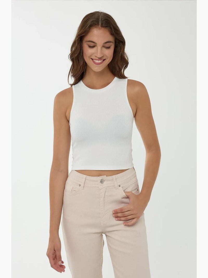 Top curto básico hiccup Branco - Kiabi
