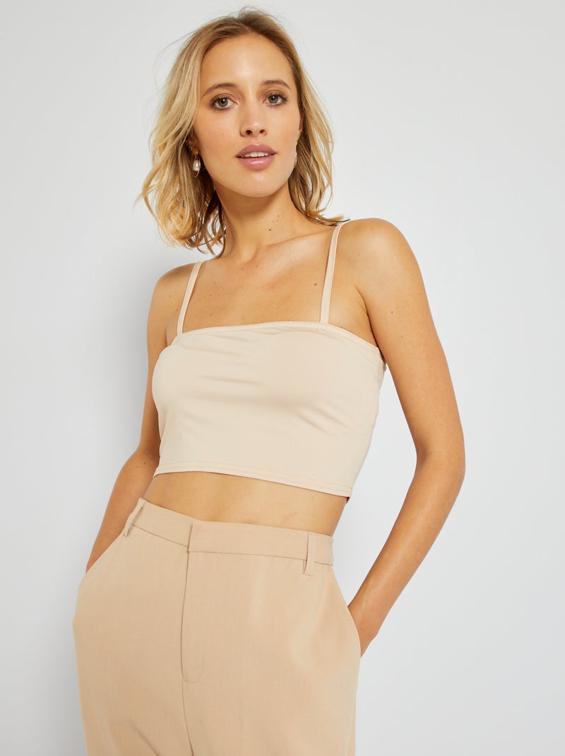 Top curto bege - Kiabi