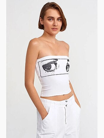 Top curto cai-cai estampado dilvin