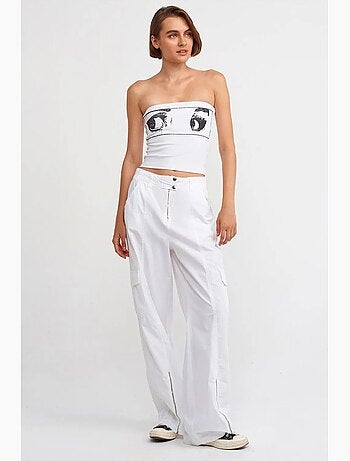 Top curto cai-cai estampado dilvin