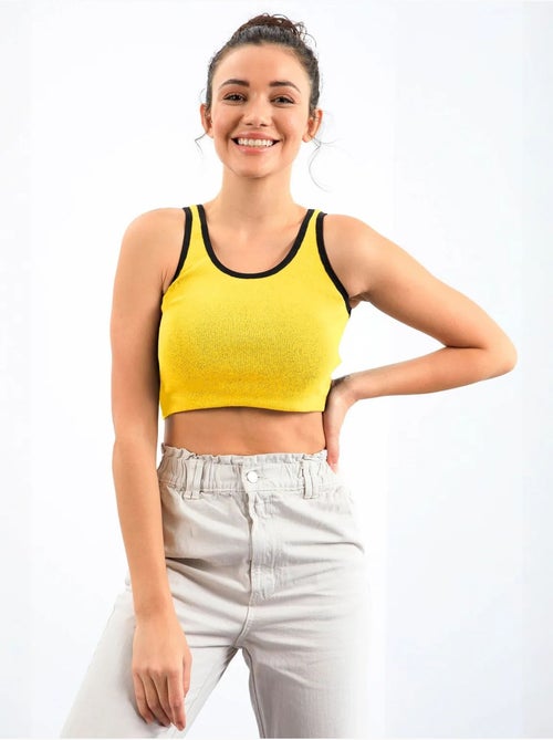 Top curto canelado sem mangas tommy - Kiabi Top curto canelado sem mangas tommy - Kiabi