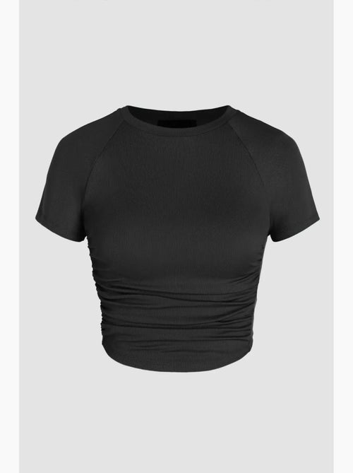 Top curto com detalhe franzido hiccup - Kiabi Top curto com detalhe franzido hiccup - Kiabi