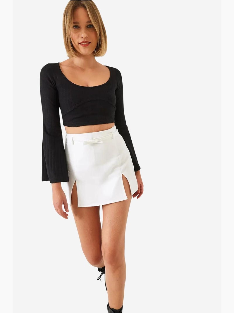 Top curto com detalhes de costura lucci Preto - Kiabi