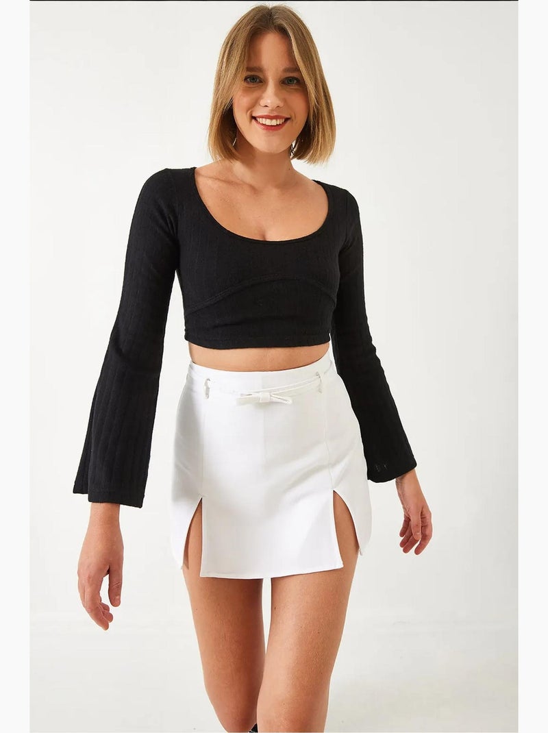 Top curto com detalhes de costura lucci Preto - Kiabi