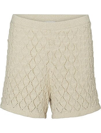 Top Curto de Croché Bege Vero Moda Evelyn