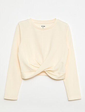 Top curto de manga comprida