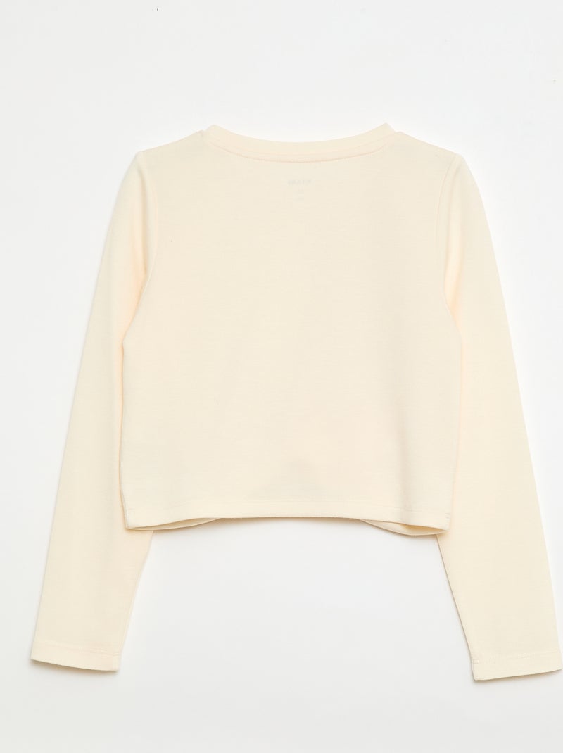 Top curto de manga comprida Branco - Kiabi