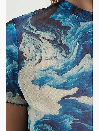 Top curto de tule abstrato hiccup