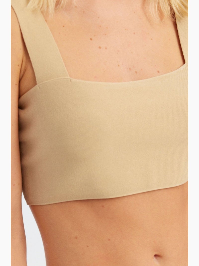 Top curto decote quadrado hiccup Bege natural - Kiabi