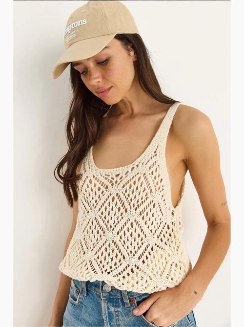 Top curto decote redondo com renda lucci - Kiabi