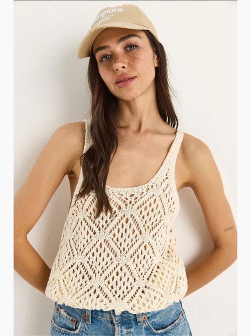 Top curto decote redondo com renda lucci - Kiabi