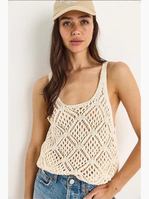 Top curto decote redondo com renda lucci - Kiabi