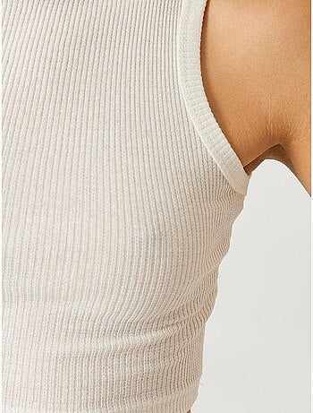 Top curto em algodão canelado com decote halter lucci