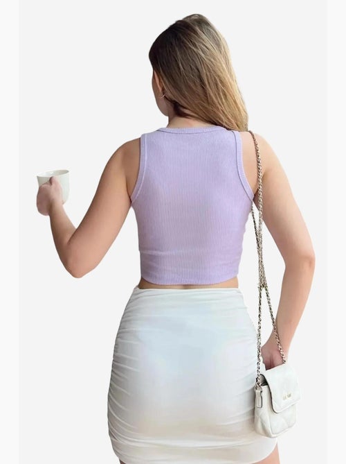 Top curto em algodão canelado com decote halter lucci - Kiabi Top curto em algodão canelado com decote halter lucci - Kiabi