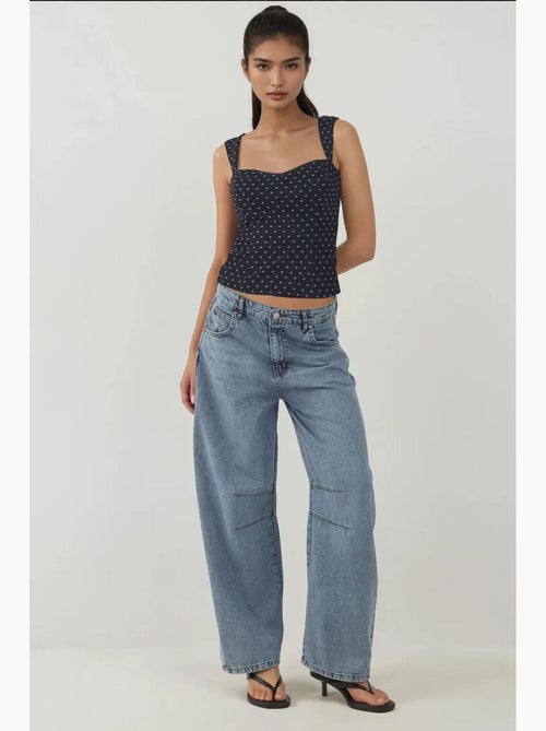 Top curto em tule estampado com gola em coração hiccup - Kiabi Top curto em tule estampado com gola em coração hiccup - Kiabi
