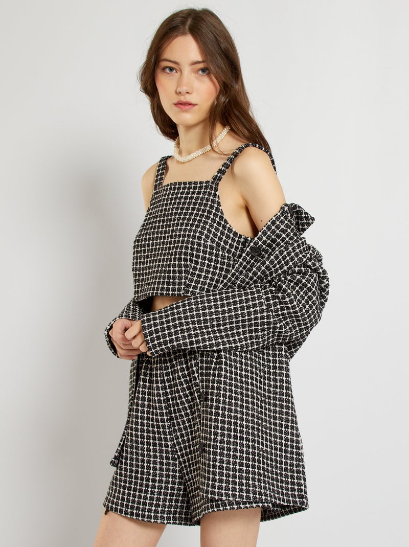 Top curto em tweed PRETO - Kiabi
