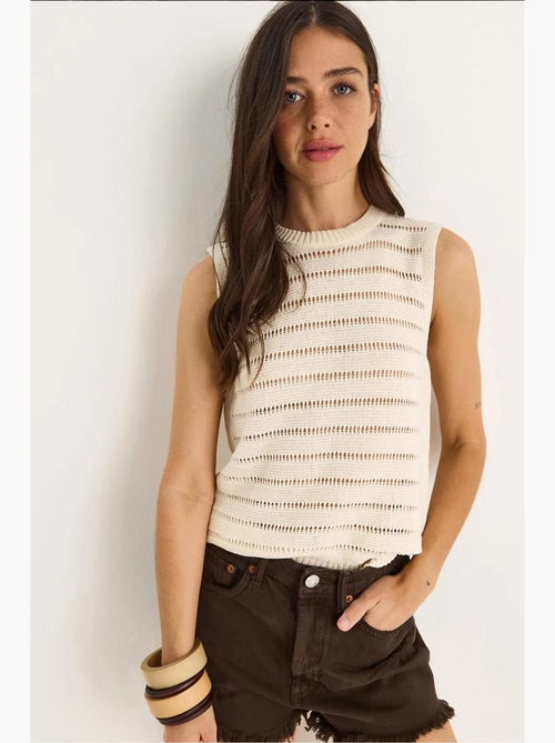 Top curto estampado gola redonda lucci - Kiabi Top curto estampado gola redonda lucci - Kiabi
