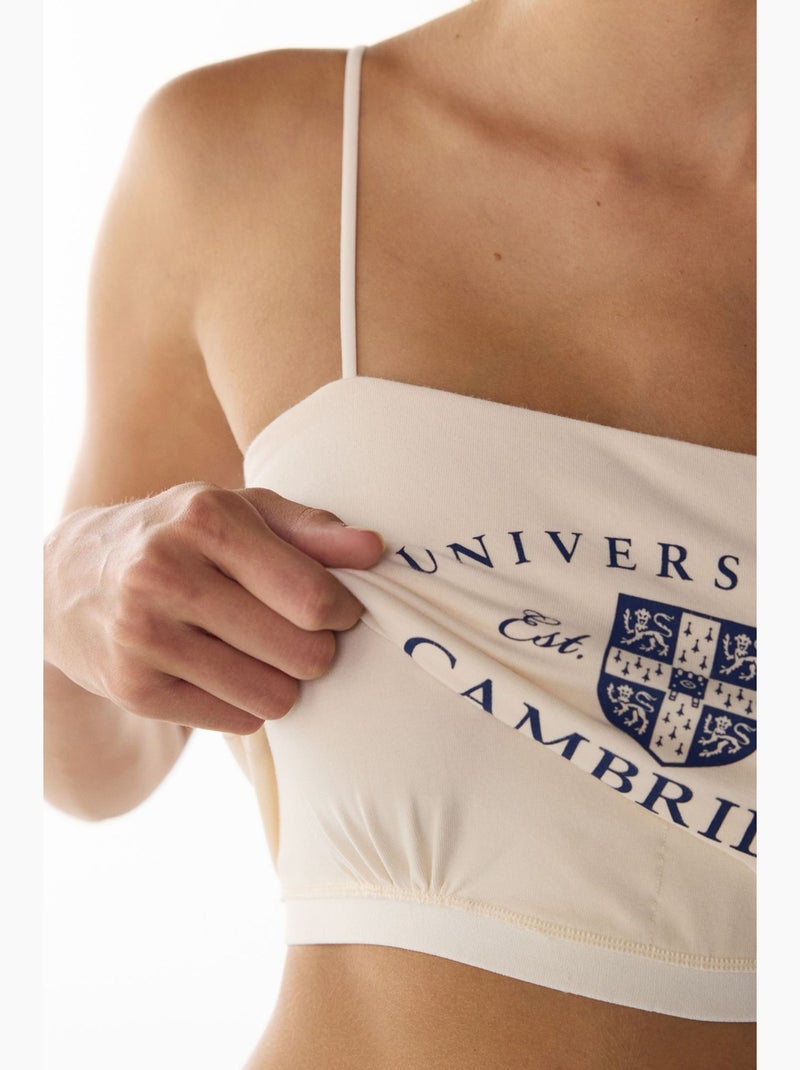 Top curto harvard feminino penti Creme - Kiabi