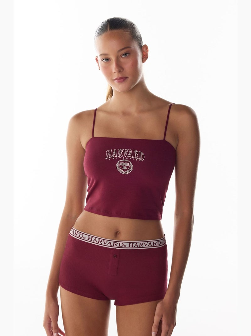 Top curto harvard feminino penti Vermelho bordô - Kiabi